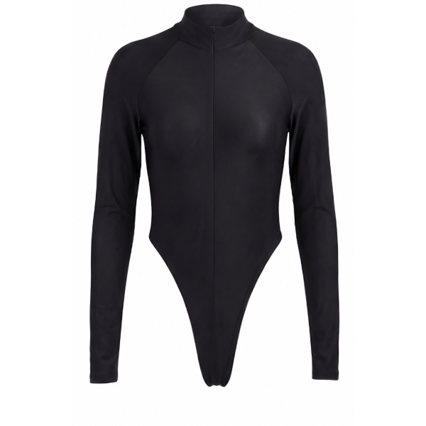 LaQuan Smith Long Sleeve Bodysuit in Black