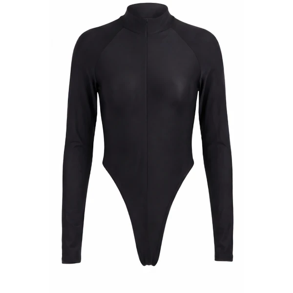 LaQuan Smith Long Sleeve Bodysuit in Black