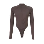 LaQuan Smith Long Sleeve Bodysuit in Chocolate