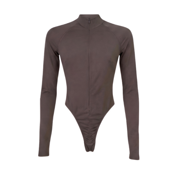 LaQuan Smith Long Sleeve Bodysuit in Chocolate