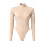 LaQuan Smith Long Sleeve Bodysuit in Nude