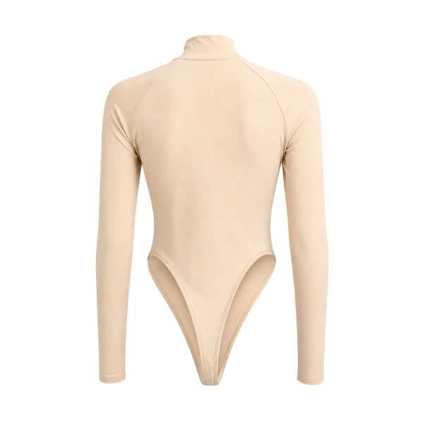 LaQuan Smith Long Sleeve Bodysuit in Nude, view 3