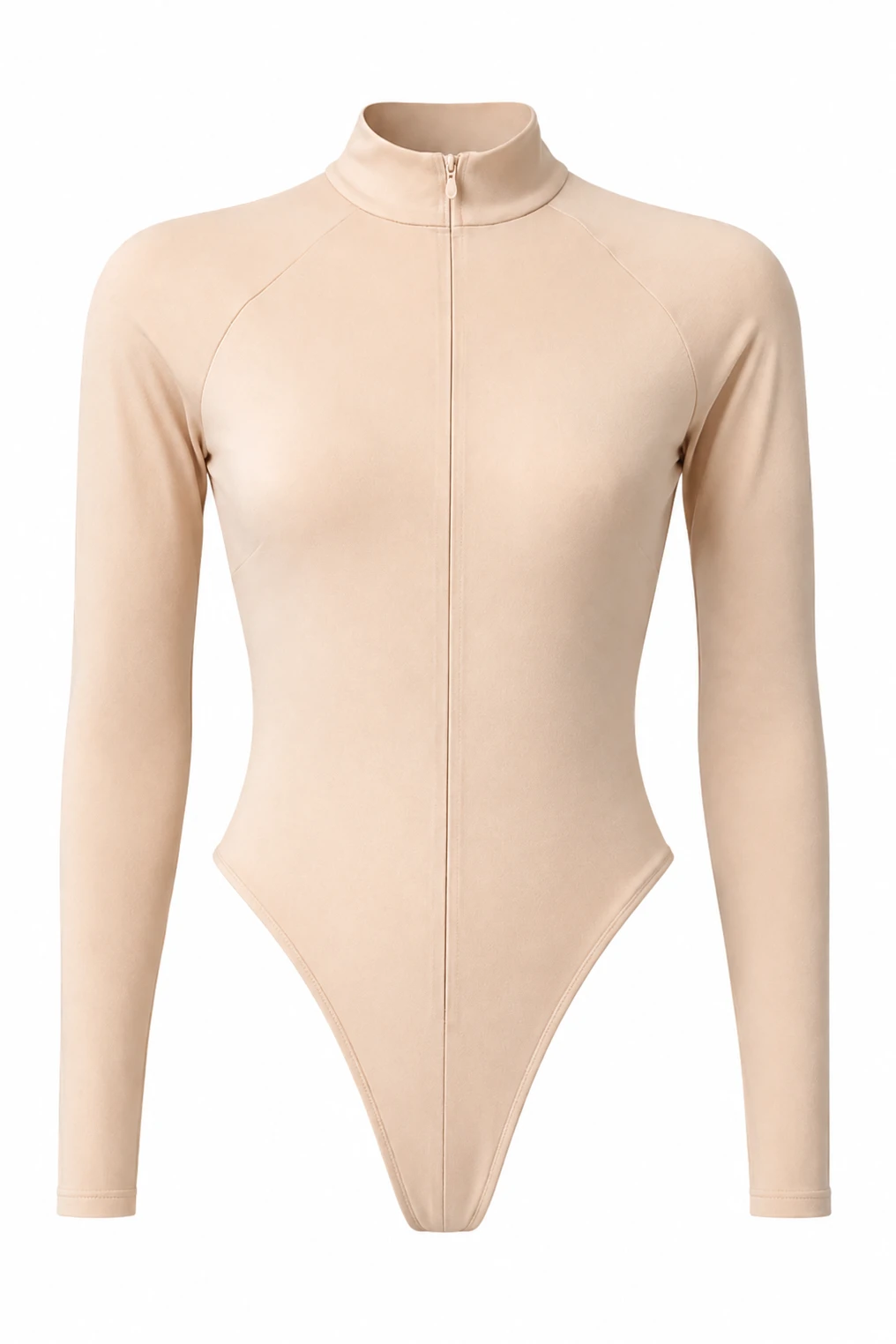 LaQuan Smith Long Sleeve Bodysuit in Nude