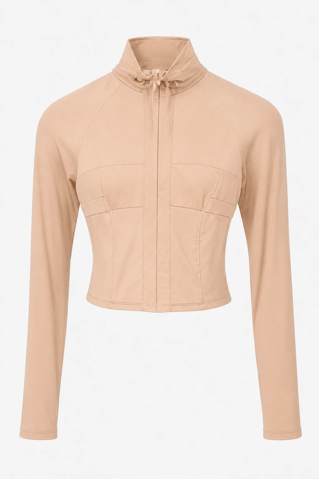 LaQuan Smith Long Sleeve Jacket with Front Zipper Detail in Nude