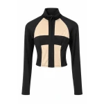 LaQuan Smith Long Sleeve Jacket with Open Back Detail in Black and Cream