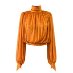 LaQuan Smith Long Sleeve Top with Scarf Detail in Marigold