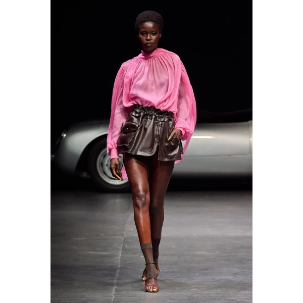 LaQuan Smith Long Sleeve Top with Scarf Detail in Marigold, view 4