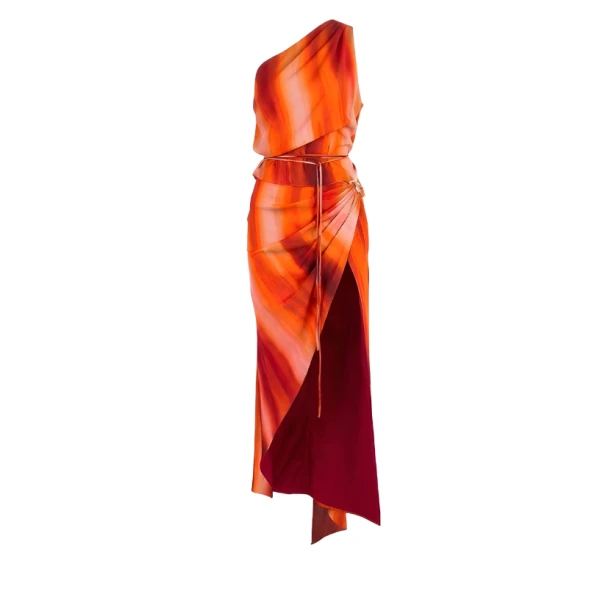 LaQuan Smith Maxi Skirt with Slit Detail in Sunset Ombre, view 2
