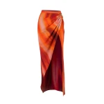 LaQuan Smith Maxi Skirt with Slit Detail in Sunset Ombre