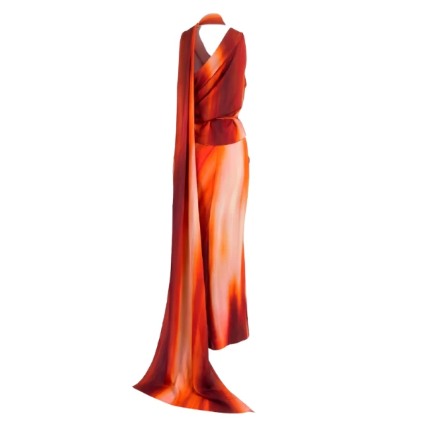 LaQuan Smith Maxi Skirt with Slit Detail in Sunset Ombre, view 4