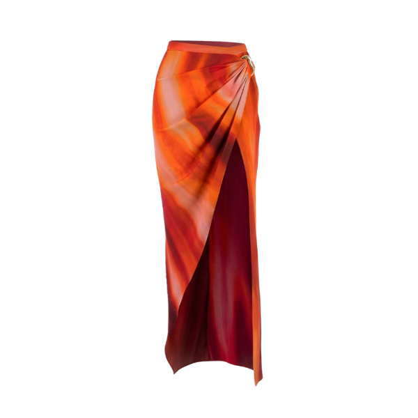 LaQuan Smith Maxi Skirt with Slit Detail in Sunset Ombre