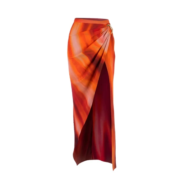 LaQuan Smith Maxi Skirt with Slit Detail in Sunset Ombre