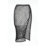 LaQuan Smith Midi Skirt with Slit in Black
