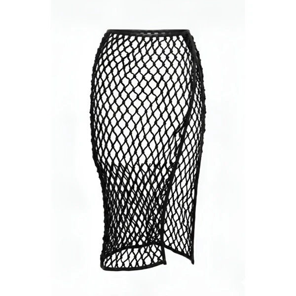 Midi Skirt with Slit in Black