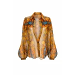 LaQuan Smith Oversized Boyfriend Shirt in Amber Python