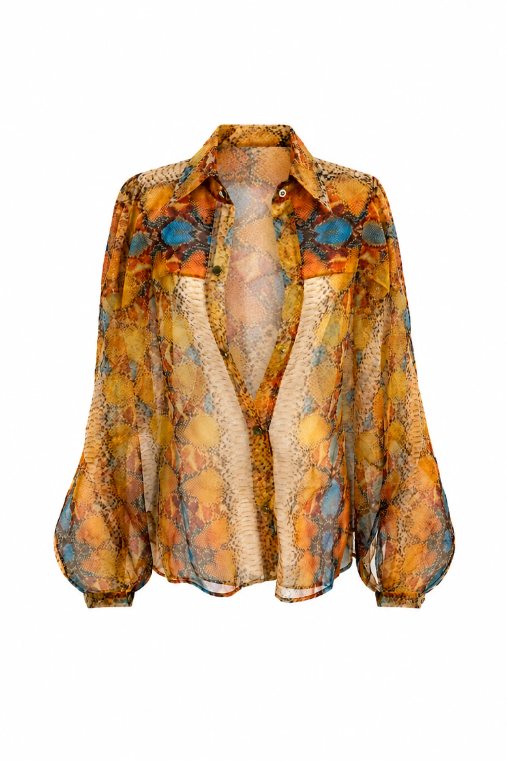 LaQuan Smith Oversized Boyfriend Shirt in Amber Python