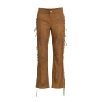 LaQuan Smith Pant with Side Lace Up Detail in Caramel