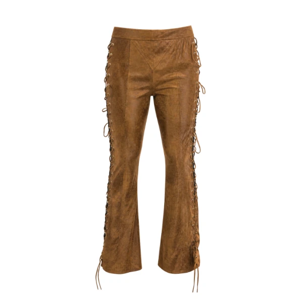 LaQuan Smith Pant with Side Lace Up Detail in Caramel, view 2