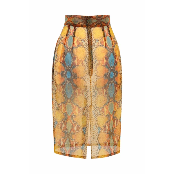 LaQuan Smith Pencil Skirt in Amber Python, view 2