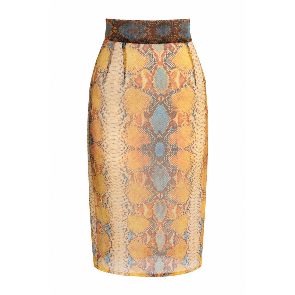 LaQuan Smith Pencil Skirt in Amber Python