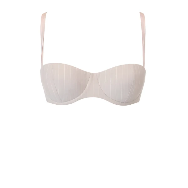 LaQuan Smith Pinstripe Bralette in Champagne