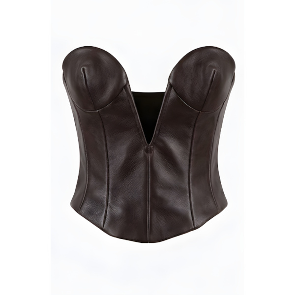 LaQuan Smith Sweetheart Neckline Bustier in Chocolate Top
