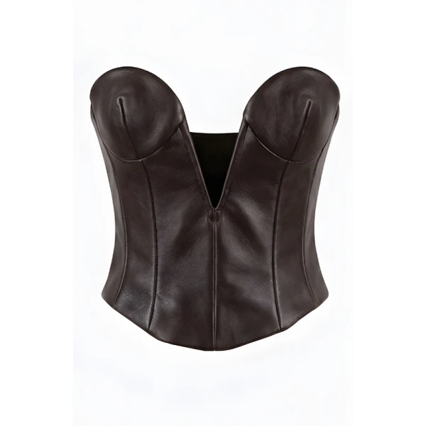 LaQuan Smith Sweetheart Neckline Bustier in Chocolate Top