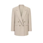 LaQuan Smith Tailored Double Breasted Jacket in Champagne Pinstripe