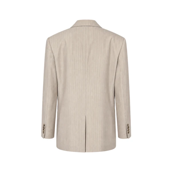 LaQuan Smith Tailored Double Breasted Jacket in Champagne Pinstripe, view 3