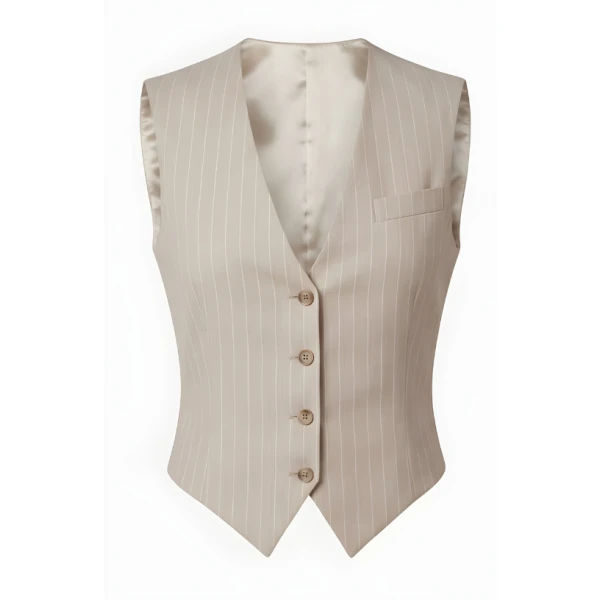 LaQuan Smith Vest in Champagne Pinstripe