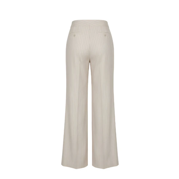 LaQuan Smith Wide Leg Pant in Champagne Pinstripe, view 3