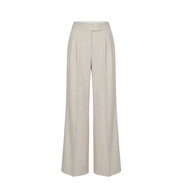 Wide Leg Pant in Champagne Pinstripe