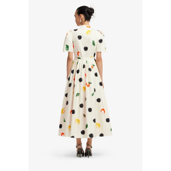 Leo Lin Bianca Short Sleeve Midi Dress in Citrus Spots, view 5
