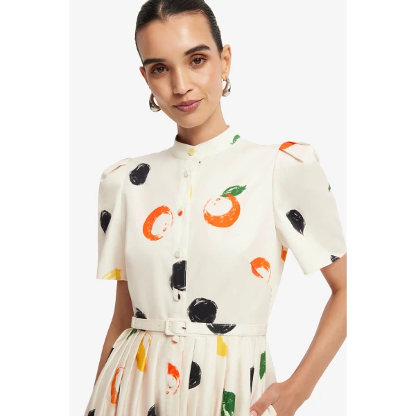 Leo Lin Bianca Short Sleeve Midi Dress in Citrus Spots, view 6