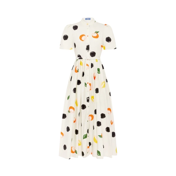 Leo Lin Bianca Short Sleeve Midi Dress in Citrus Spots