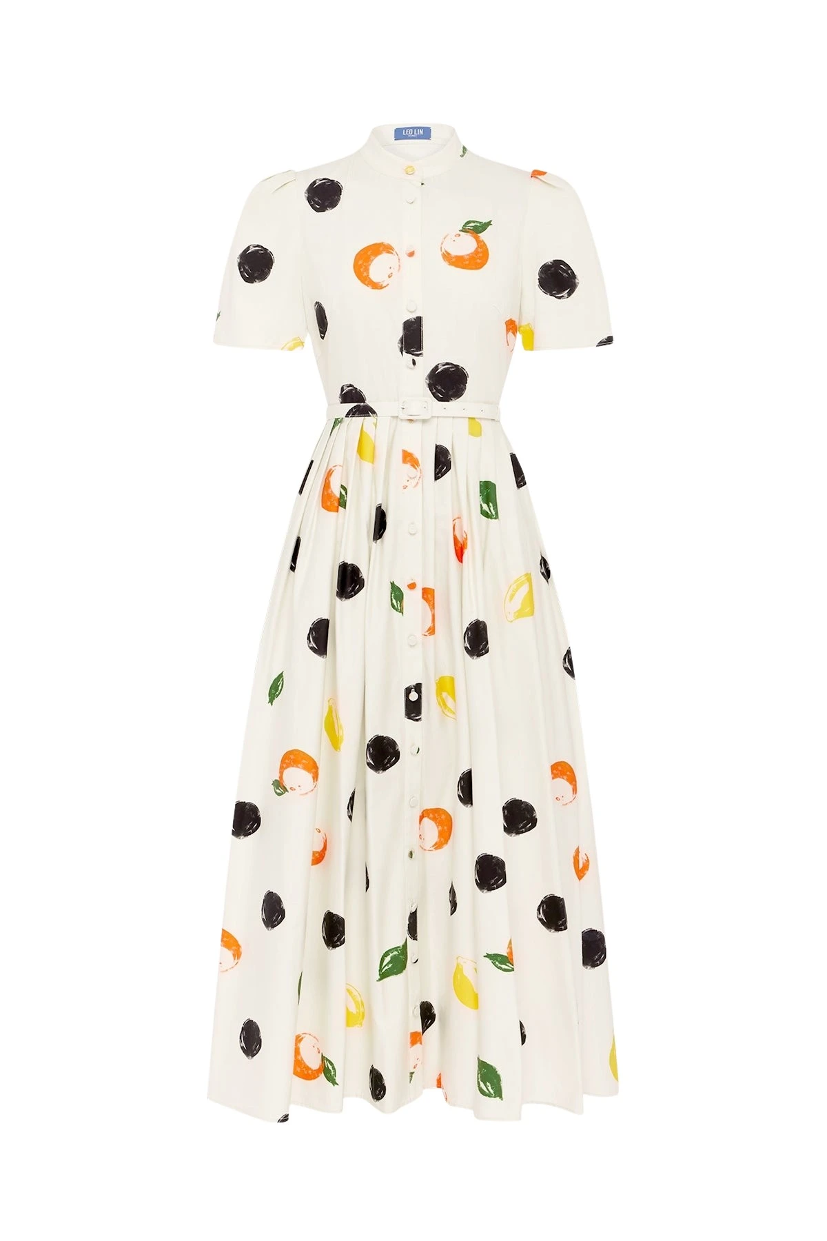 Bianca Short Sleeve Midi Dress in Citrus Spots