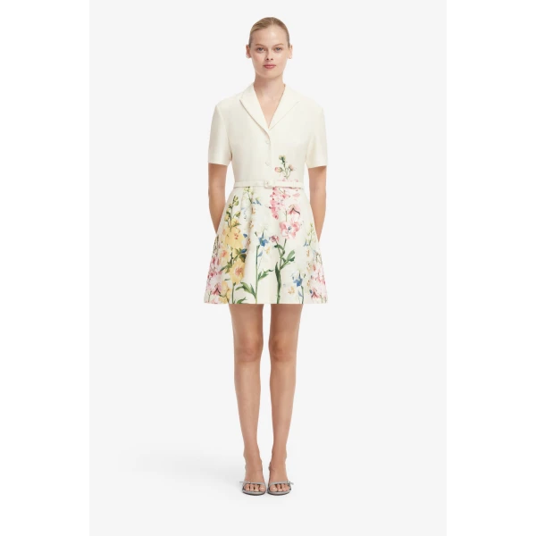 Leo Lin Brigitte Mini Dress in Snapdragon Print in Snow, view 2