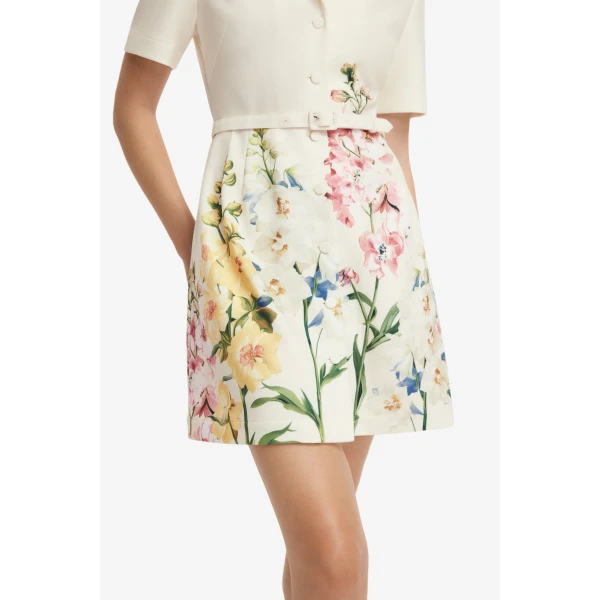 Leo Lin Brigitte Mini Dress in Snapdragon Print in Snow, view 6