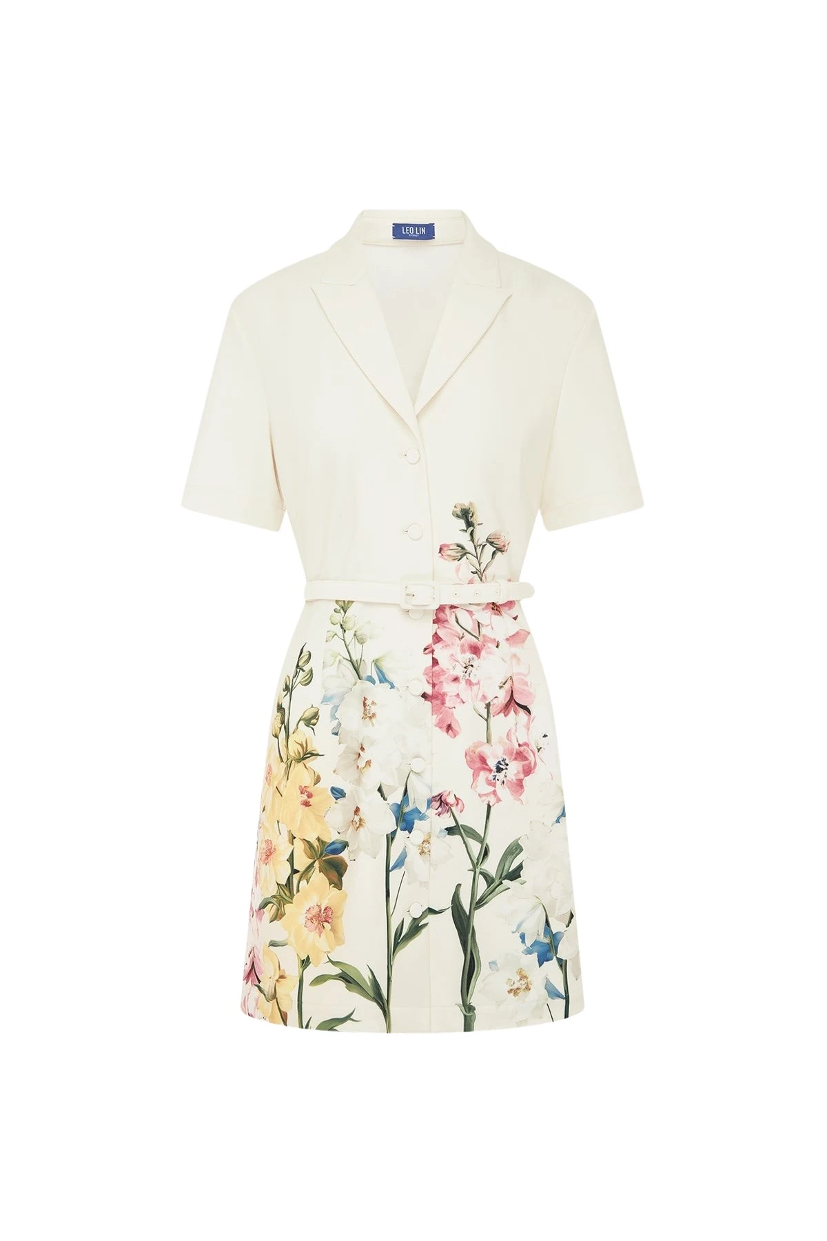 Brigitte Mini Dress in Snapdragon Print in Snow