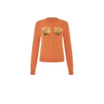 Leo Lin Claire Embellished Cashmere Blend Cardigan in Ochre
