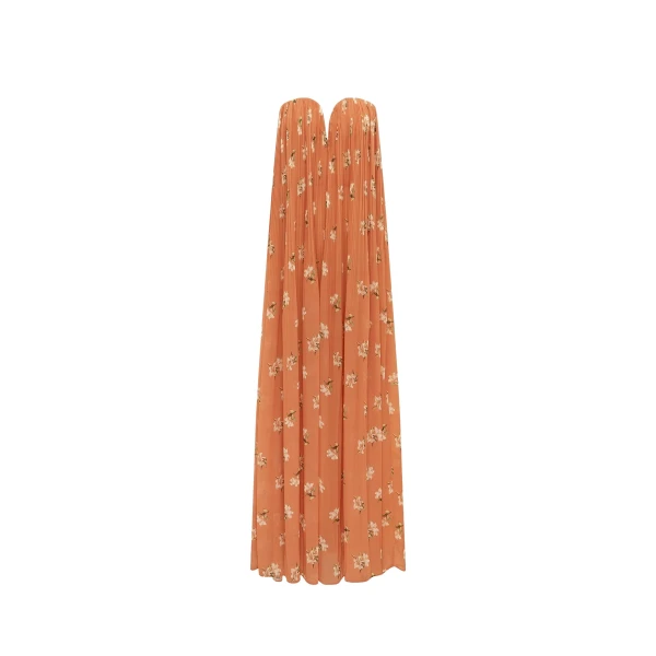 Leo Lin Dahlia Gown in Lily Print in Ochre