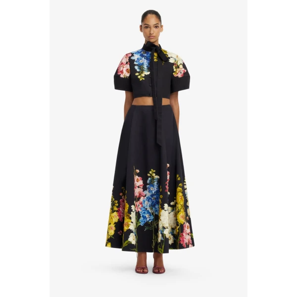 Leo Lin Elina Maxi Skirt in Snapdragon Print in Ebony, view 2