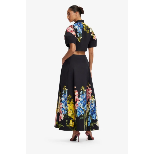 Leo Lin Elina Maxi Skirt in Snapdragon Print in Ebony, view 5