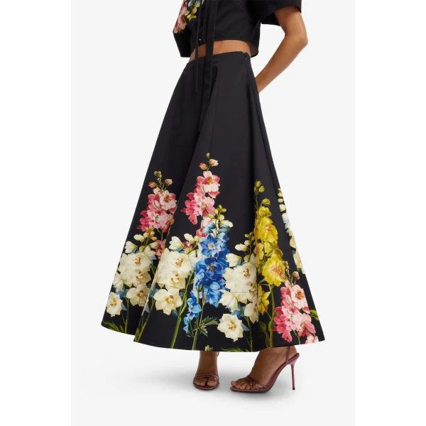 Leo Lin Elina Maxi Skirt in Snapdragon Print in Ebony, view 6