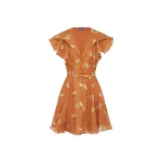 Leo Lin Isla Mini Dress in Lily Print in Ochre