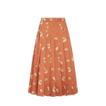Leo Lin June Pleated Maxi Skirt in Lily Print in Ochre
