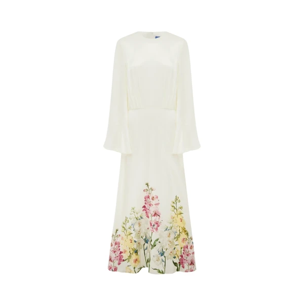 Leo Lin Kinsley Maxi Dress in Snapdragon Print in Snow