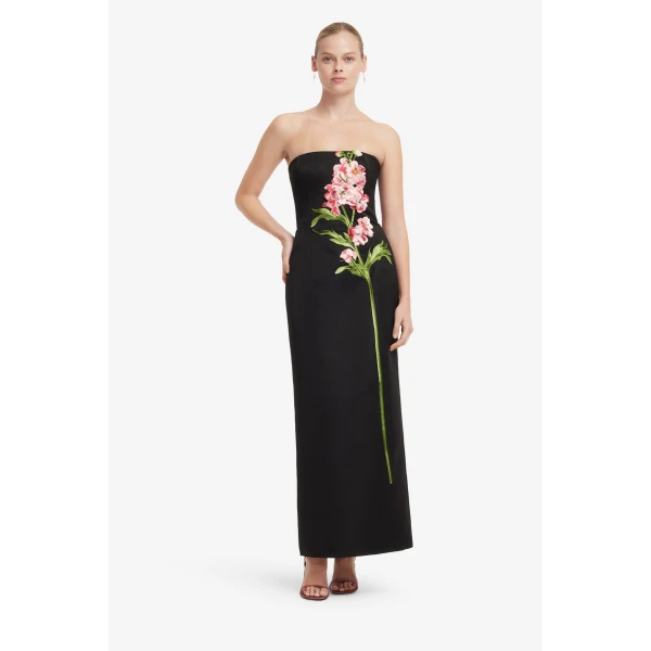 Leo Lin Rayna Embroidered Maxi Dress in Snapdragon Print in Ebony, view 3