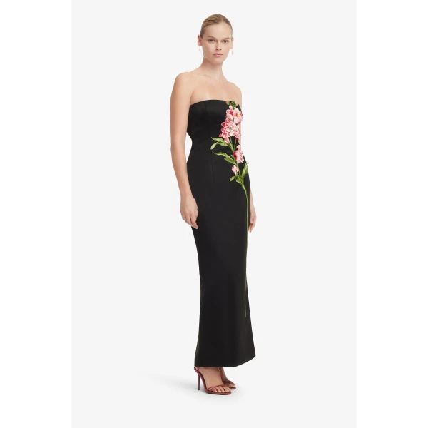Leo Lin Rayna Embroidered Maxi Dress in Snapdragon Print in Ebony, view 4