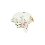 Leo Lin Riley Embroidered Sleeve Top in Snapdragon Print in Snow